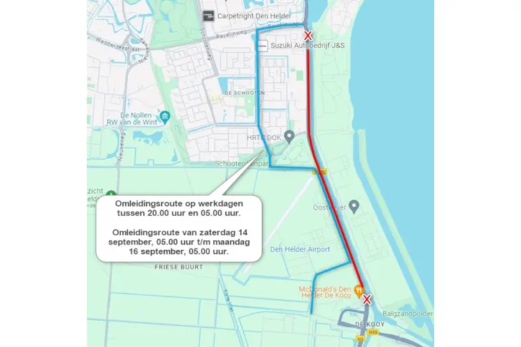 N250 vanaf 26 augustus afgesloten in avond en nacht