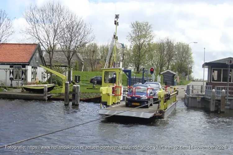 Pontveer Westeinde uit de vaart van 12 tot en met 14 november 2024