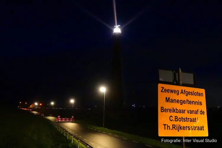 Omgeving afgezet rondom de Vuurtoren vanwege de storm